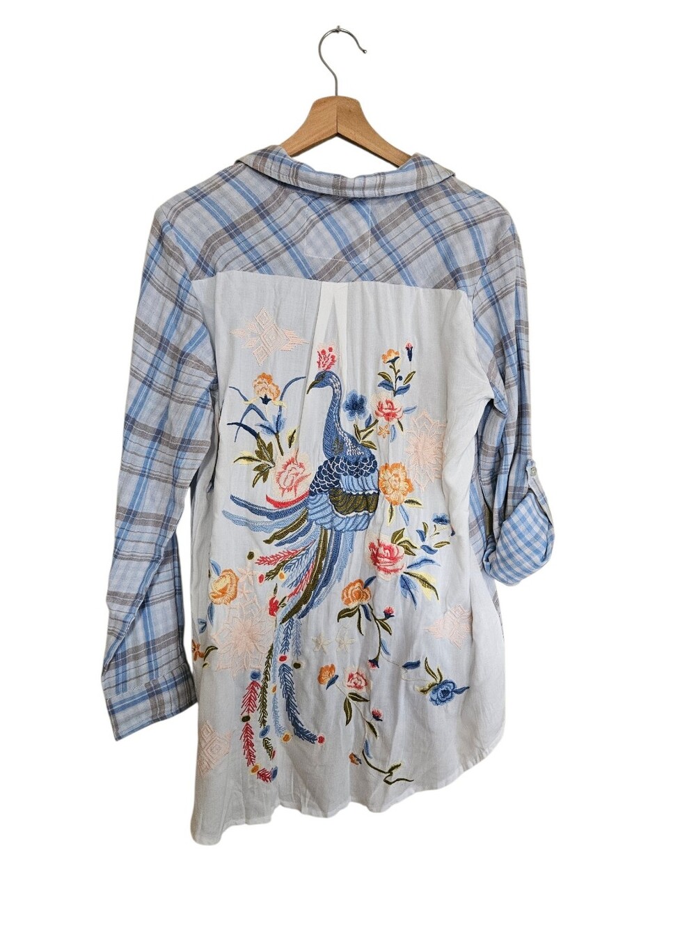 Anthropologie Kayla Seo elaborate Peacock And Floral Embroidery Boho Chic
